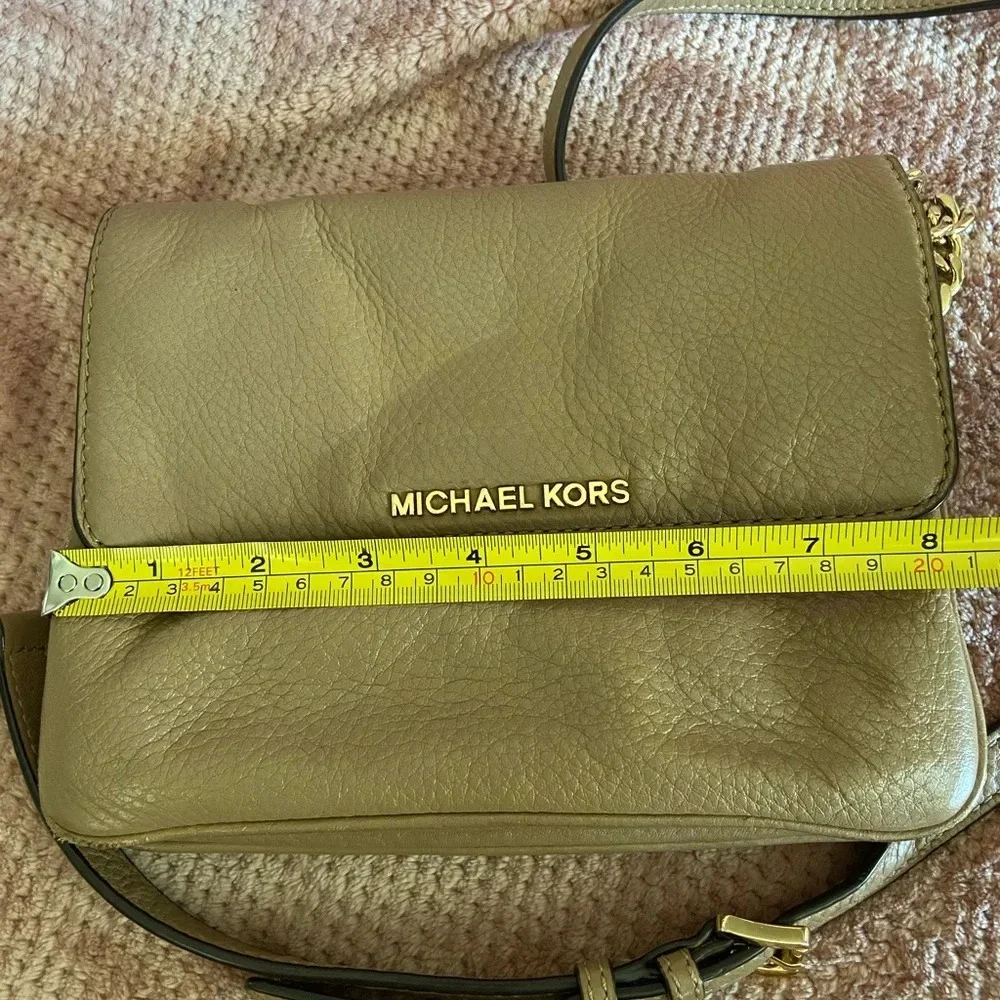 Michael Kors Bedford Double Gusset Large Crossbody Bag,  Soft Pink Tan & Gold